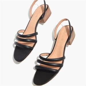 Madewell Addie Black Leather Slingback Block Heels - Size 9